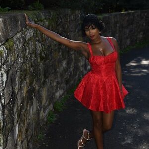 Elegant Red Dress with Bow